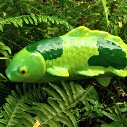 Seagrass green ceramic koi garden stake