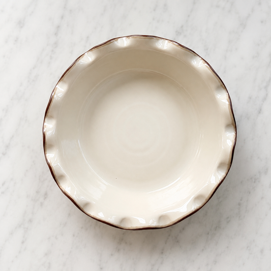 Deep Fluted Pie Dish — New England White 1