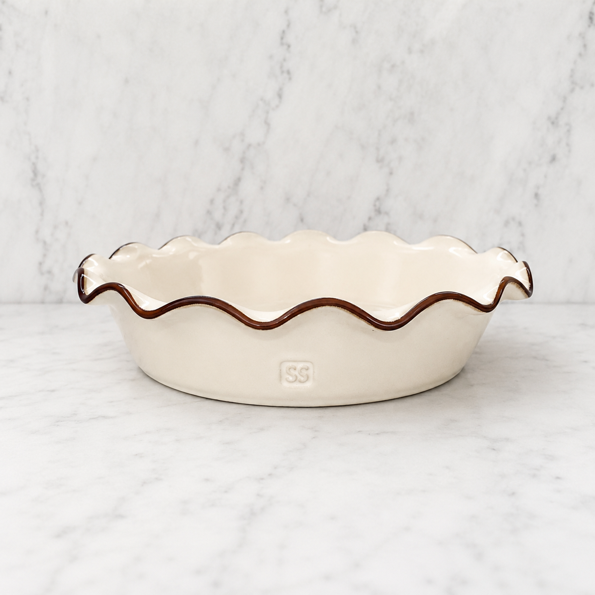Deep Fluted Pie Dish — New England White 3